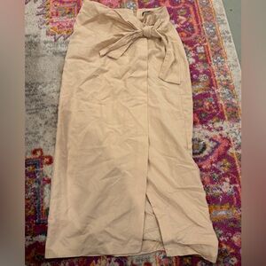 Zara Nude maxi skirt with slit wrap around
